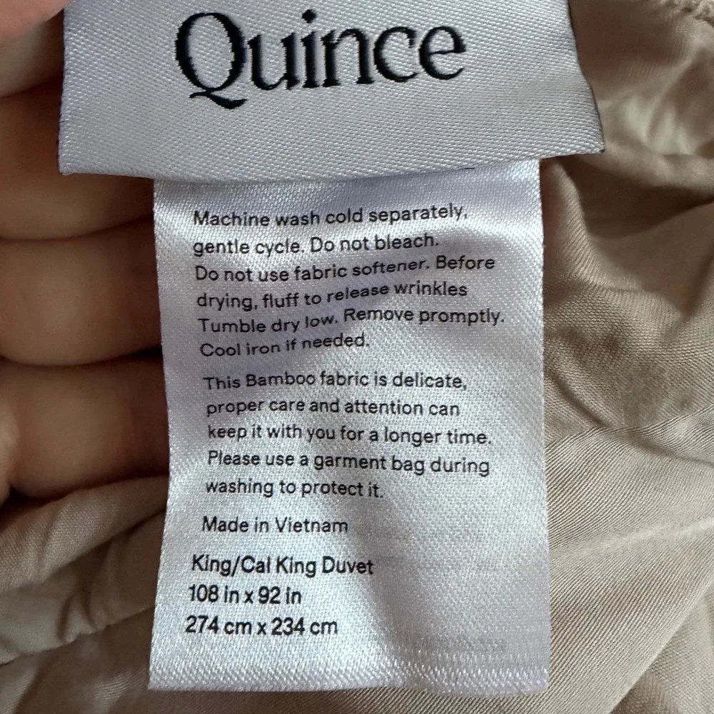 Quince Bamboo Duvet‎ Cover Bedding King Cal King Sand Size Organic Quiet Luxury